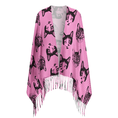 Pagewings Cat Reading Long Fringe Scarf