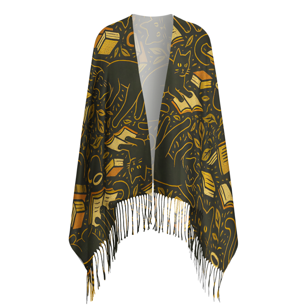 Pagewings Autumn Reading Long Fringe Scarf