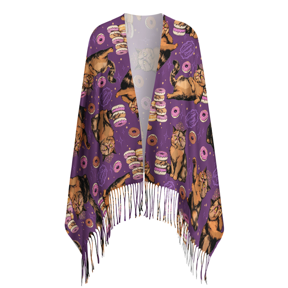 Pagewings Sci-fi Cat Long Fringe Scarf