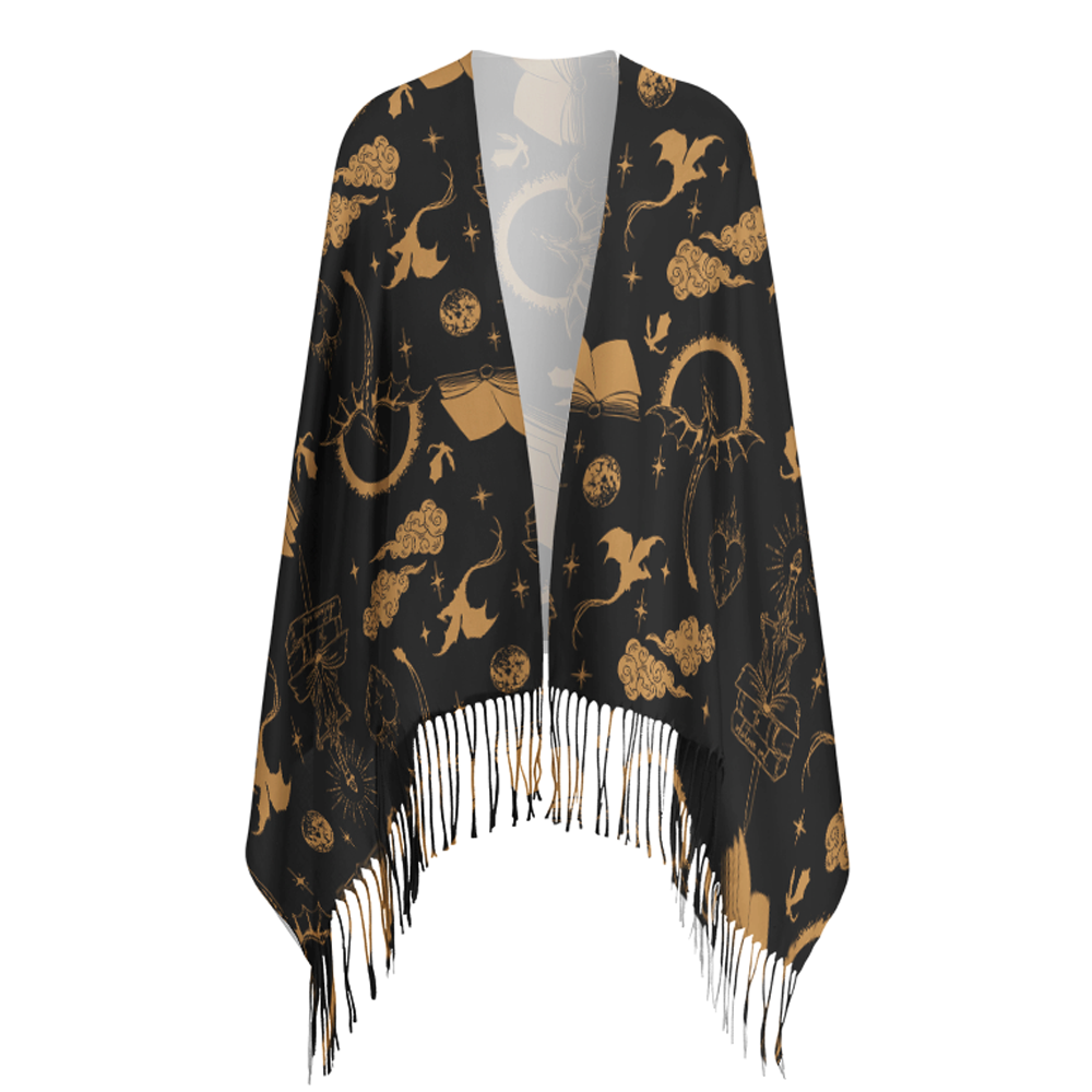 Pagewings Fantasy Dragon Book Long Fringe Scarf