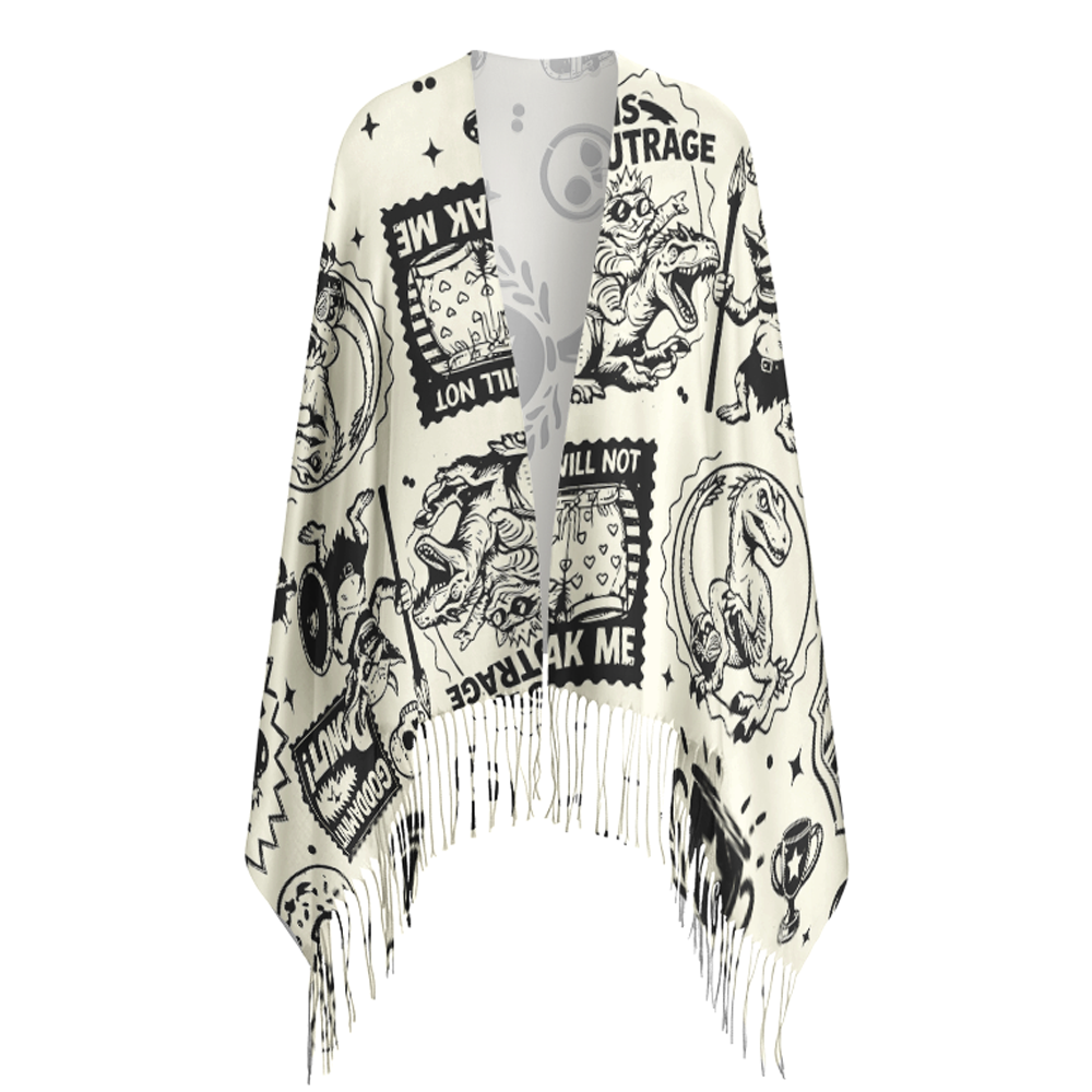 Pagewings Sci-fi Cat Long Fringe Scarf