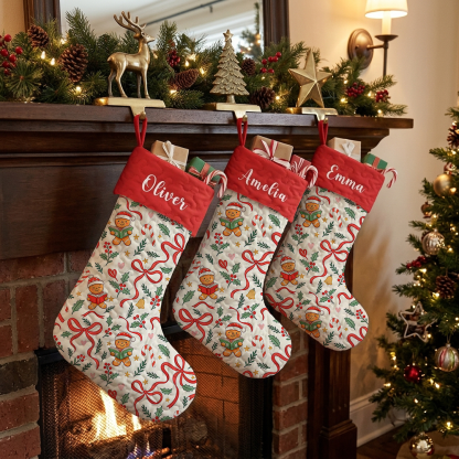 Pagewings Personalized Name Gingerbread Man Reading Christmas Stocking