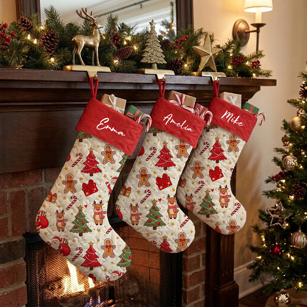 Pagewings Personalized Name Gingerbread Reading Christmas Stocking