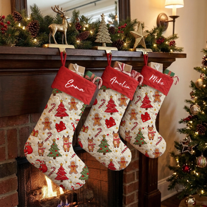 Pagewings Personalized Name Gingerbread Reading Christmas Stocking