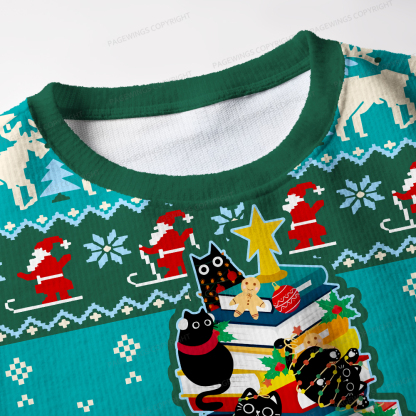 Pagewings Christmas Cat Unisex Ugly Knit Sweatshirt