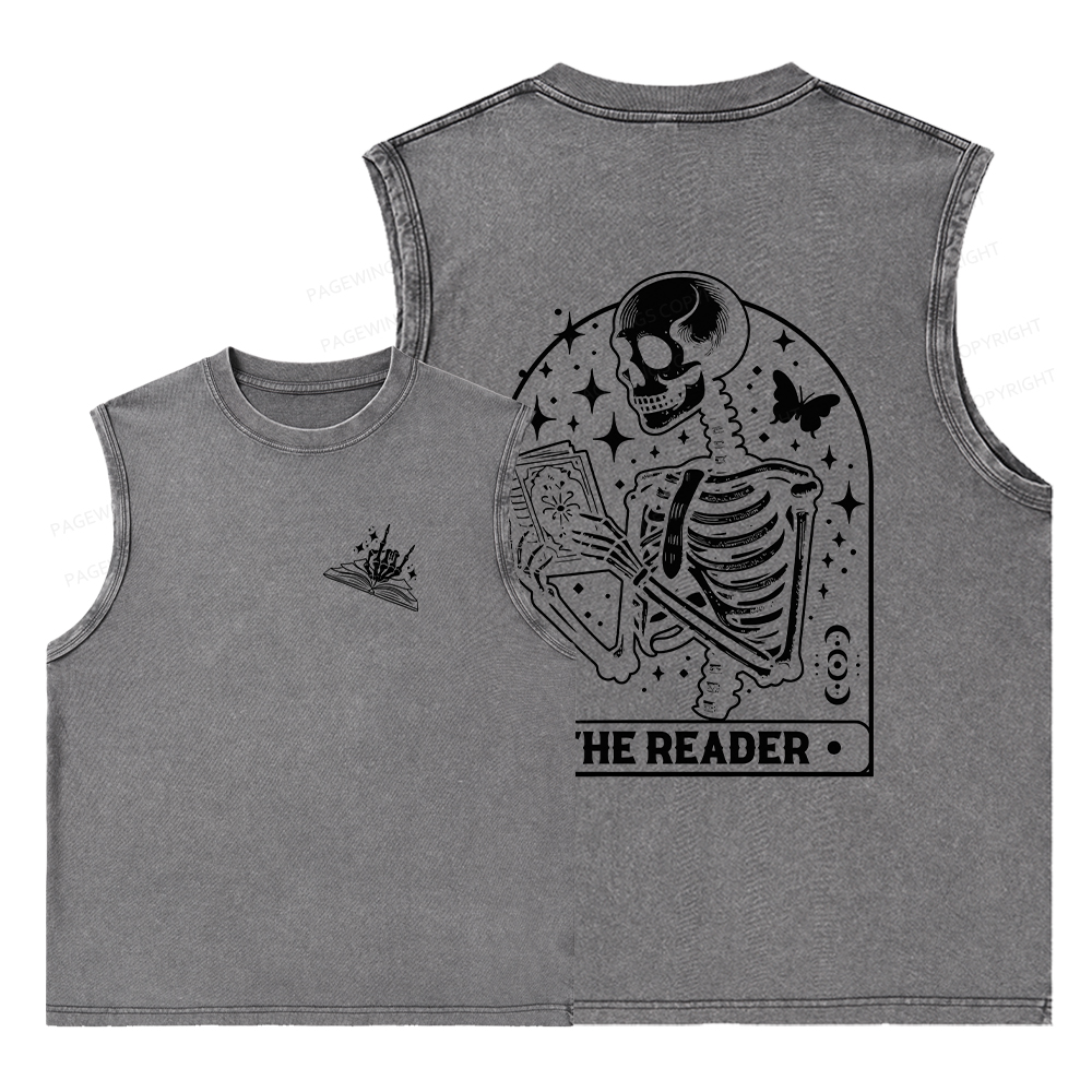 Pagewings The Reader Tarot Card Shirt Unisex Washed Tank Top