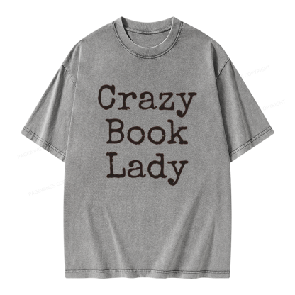 Pagewings Crazy Book Lady Unisex Washed T-shirt