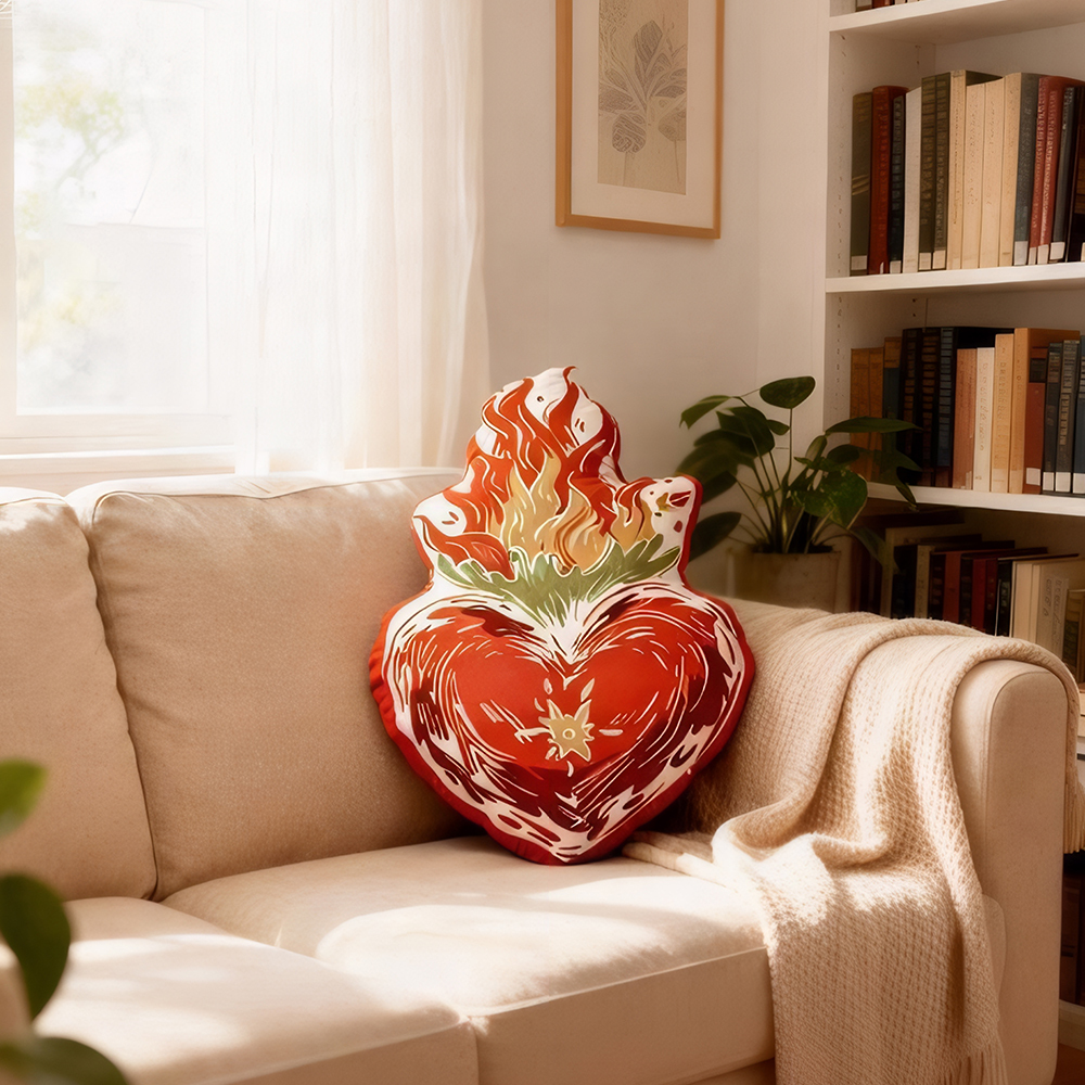 Pagewings Fireheart Shaped Throw Pillow