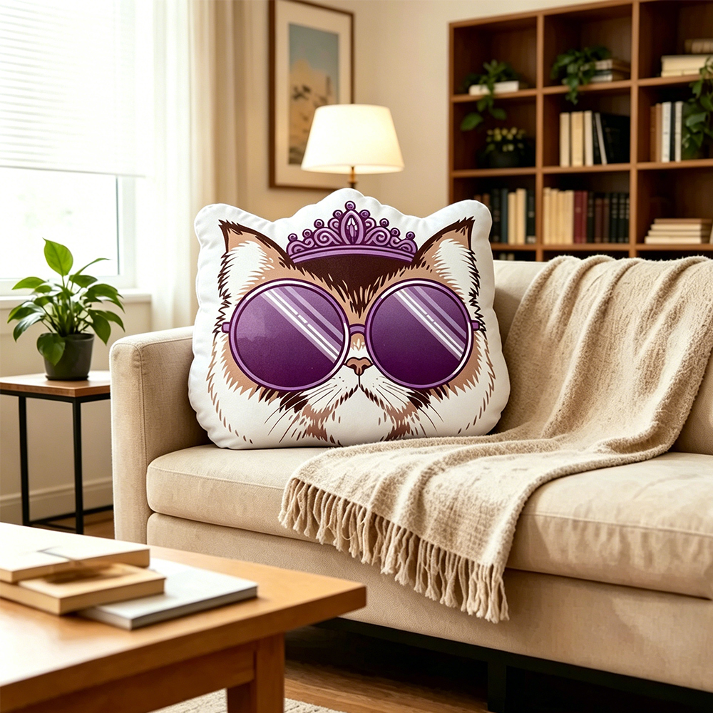 Pagewings Sci-Fi Books Cat Lover Shaped Throw Pillow