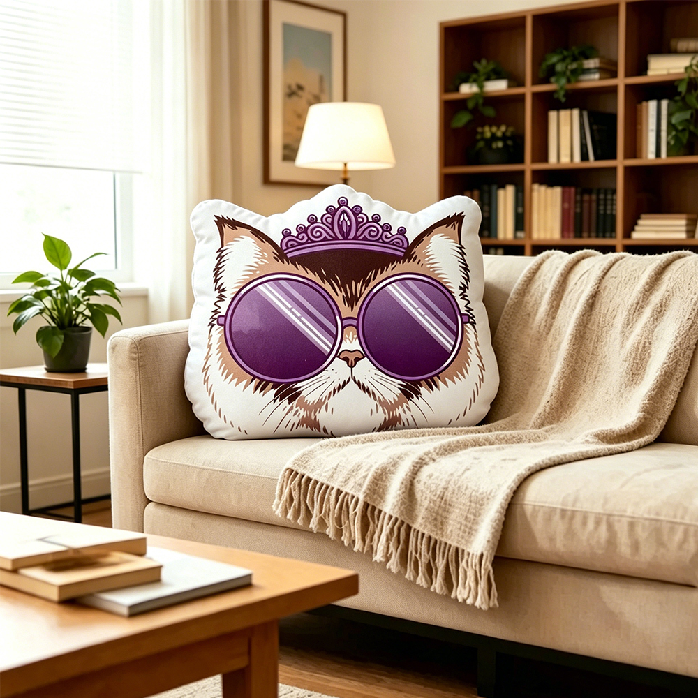 Pagewings Sci-Fi Books Cat Lover Shaped Throw Pillow