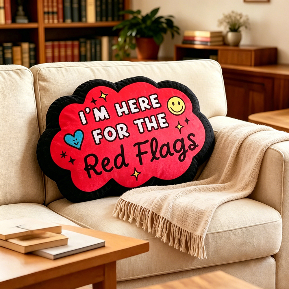 Pagewings I'm Here For The Red Flags Shaped Throw Pillow