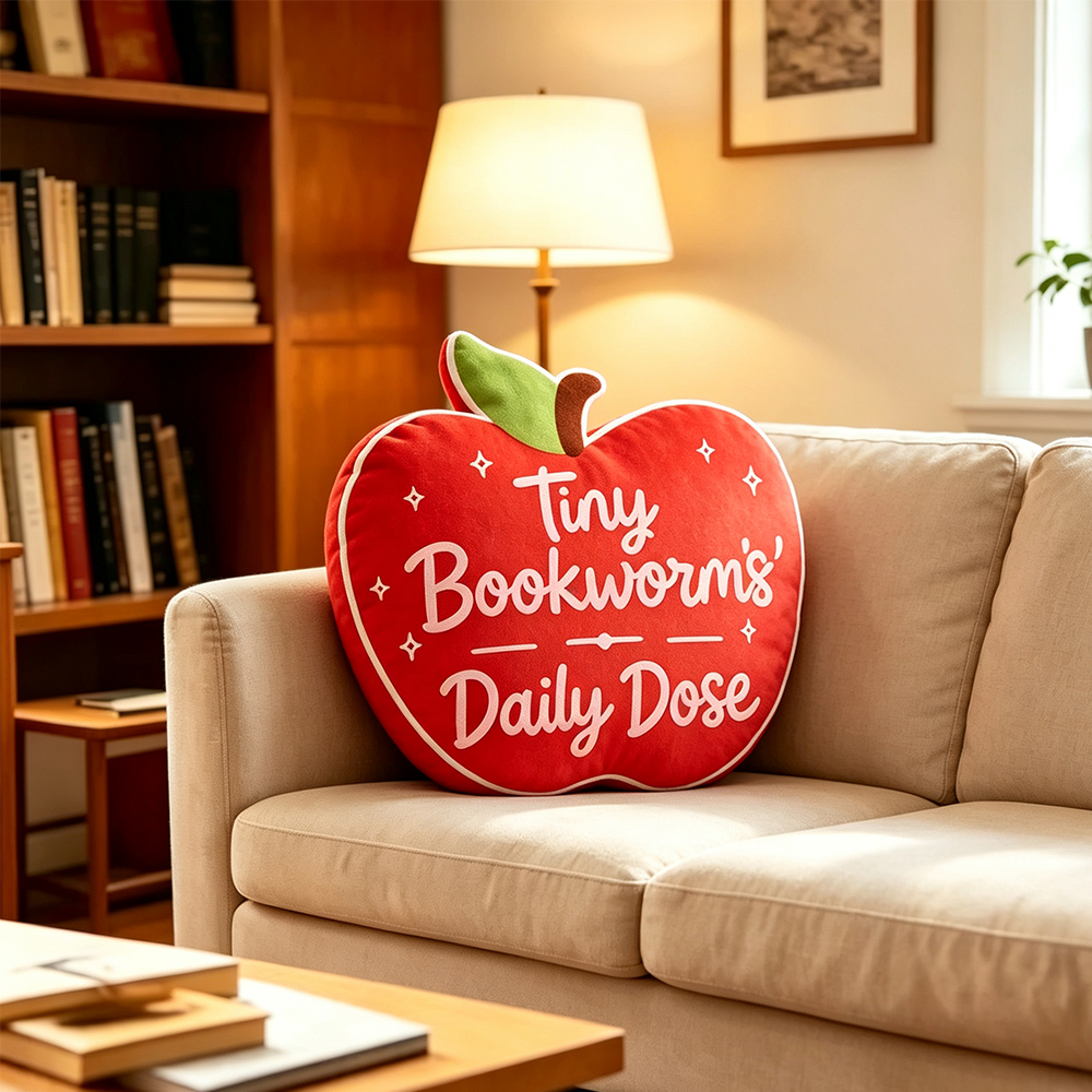 Pagewings Tiny Bookworms' Daily Dose Shaped Throw Pillow