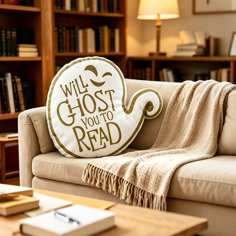 Pagewings Will Ghost You to Read Shaped Throw Pillow