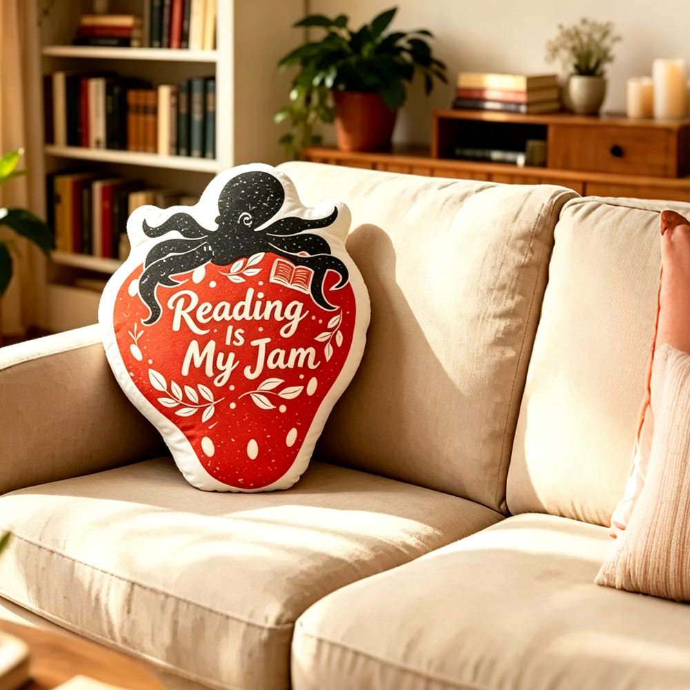 Pagewings Reading Is My Jam Shaped Throw Pillow