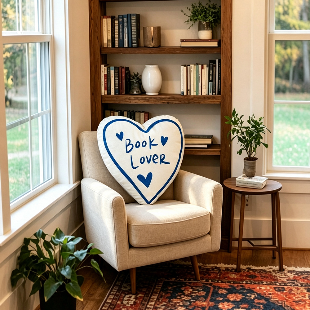 Pagewings Book Lover Shaped Throw Pillow