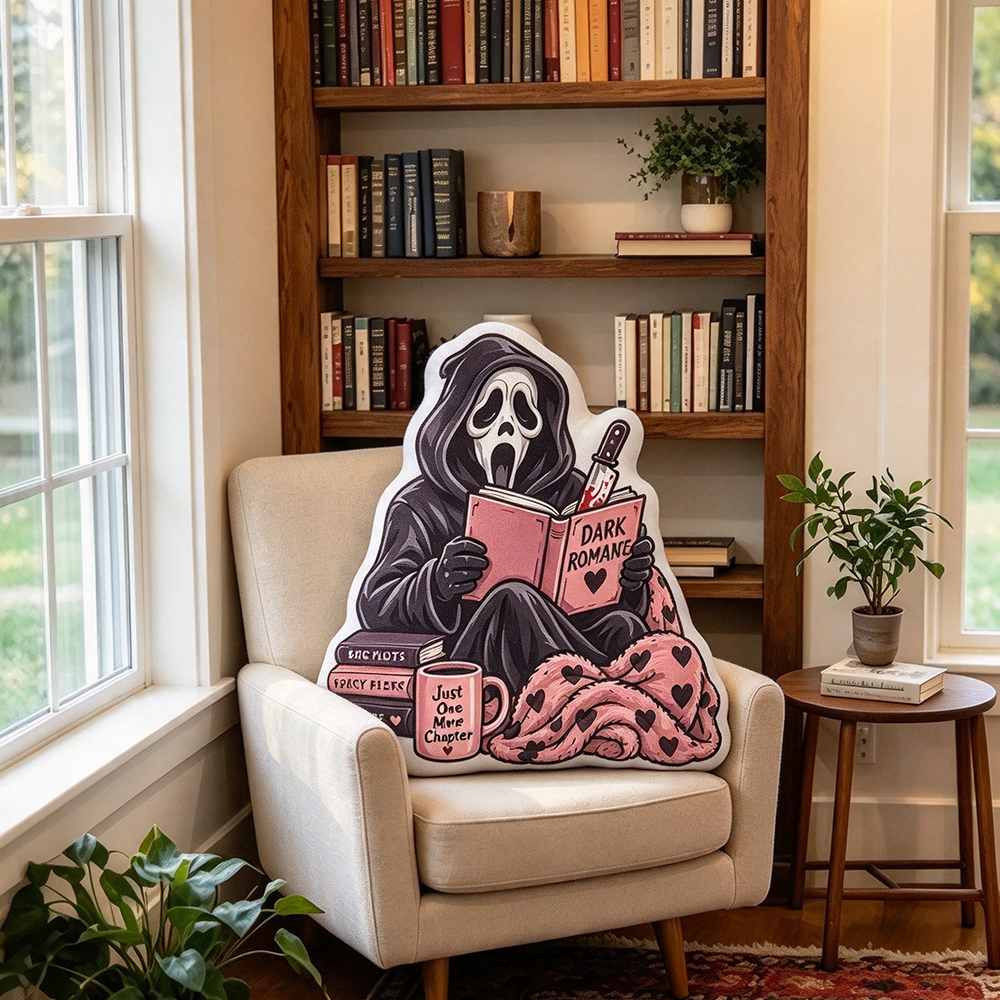 Pagewings Dark Romance Horror Reader Shaped Throw Pillow