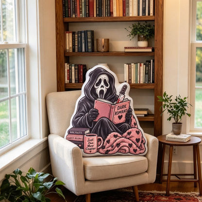 Pagewings Dark Romance Horror Reader Shaped Throw Pillow
