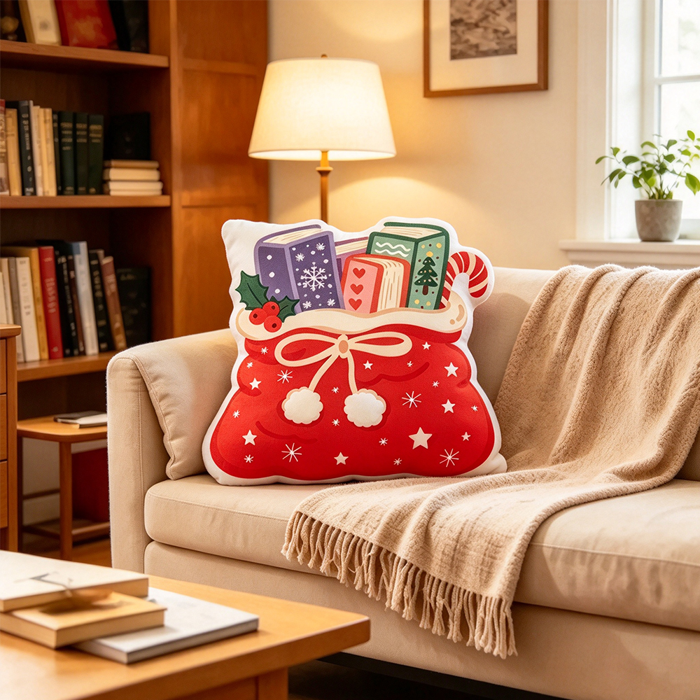 Pagewings Pagewings Christmas Holiday Reading Shaped Throw Pillow