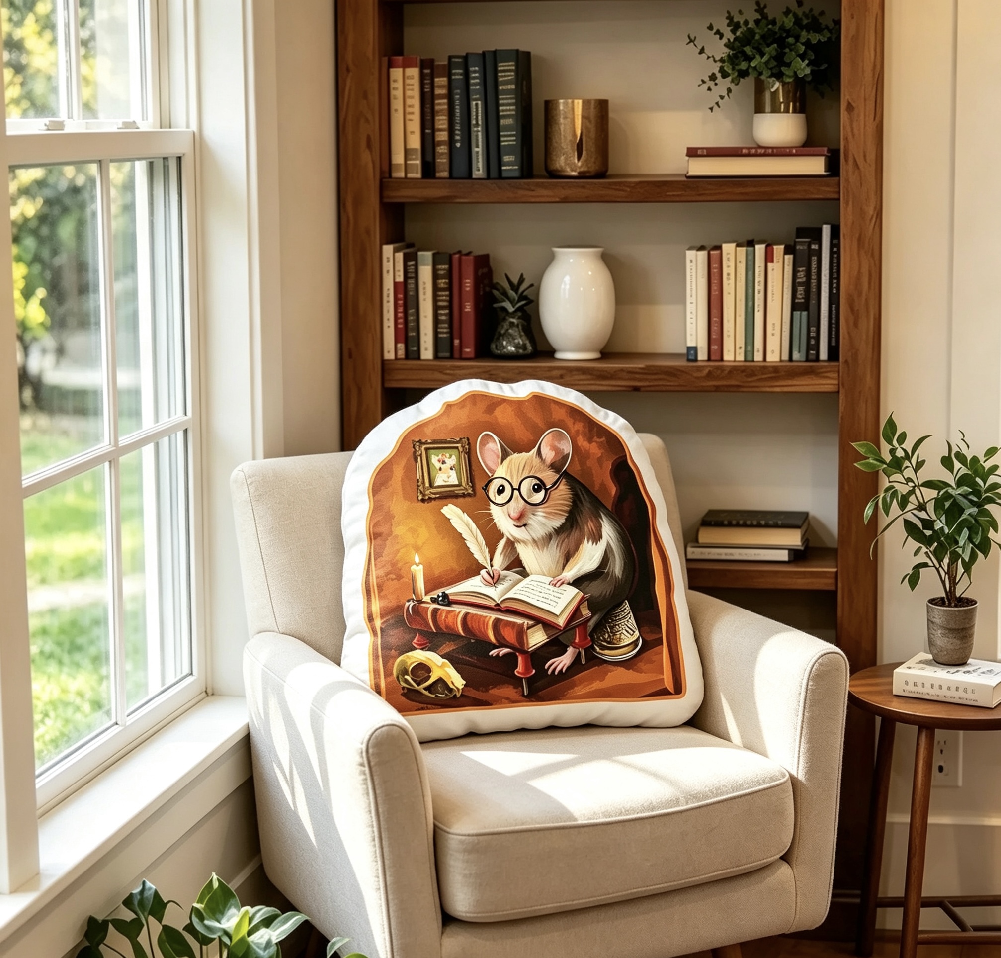Pagewings The Writing Mouse Shaped Throw Pillow