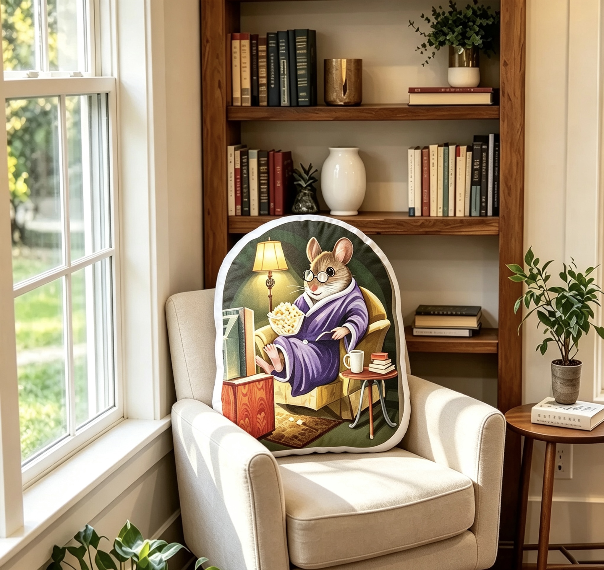 Pagewings Leisurely Mouse Shaped Throw Pillow