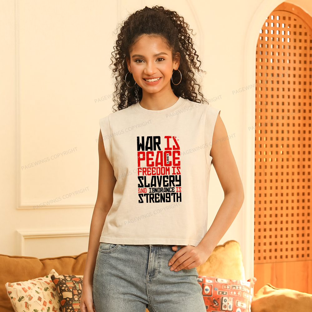 Pagewings War Is Peace Freedom Is Slavery Women's Washed Tank Top