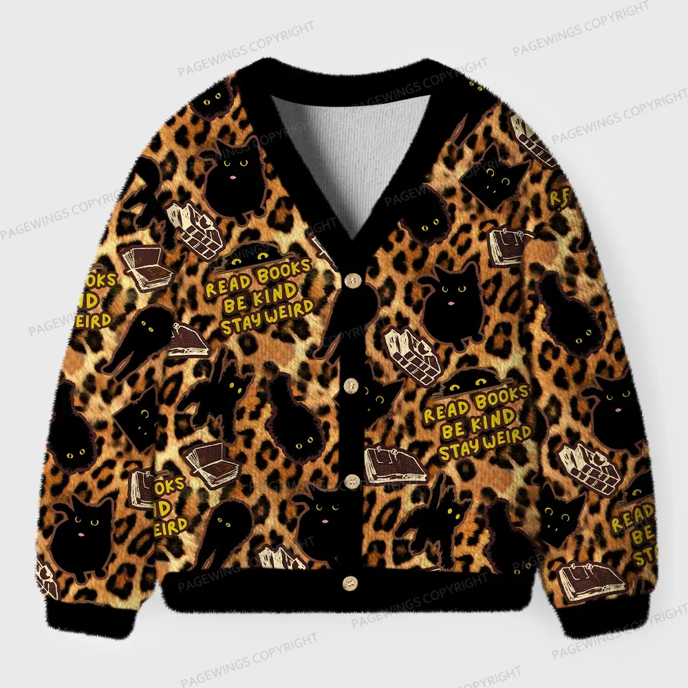 Pagewings Read Books Be Kind Stay Weird Unisex Ugly Cardigan Sweaters