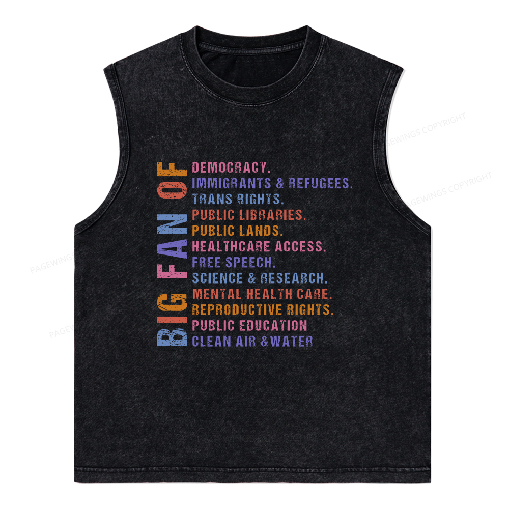 Pagewings Big Fan of Human Rights Unisex Washed Tank Top
