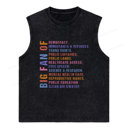 Pagewings Big Fan of Human Rights Unisex Washed Tank Top