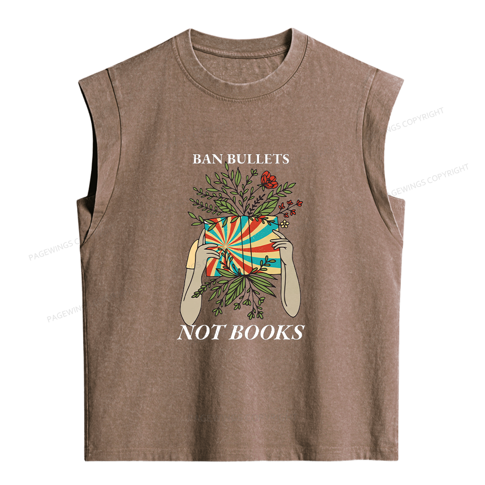Pagewing Ban Bullets Not Books Women's Washed Tank Top