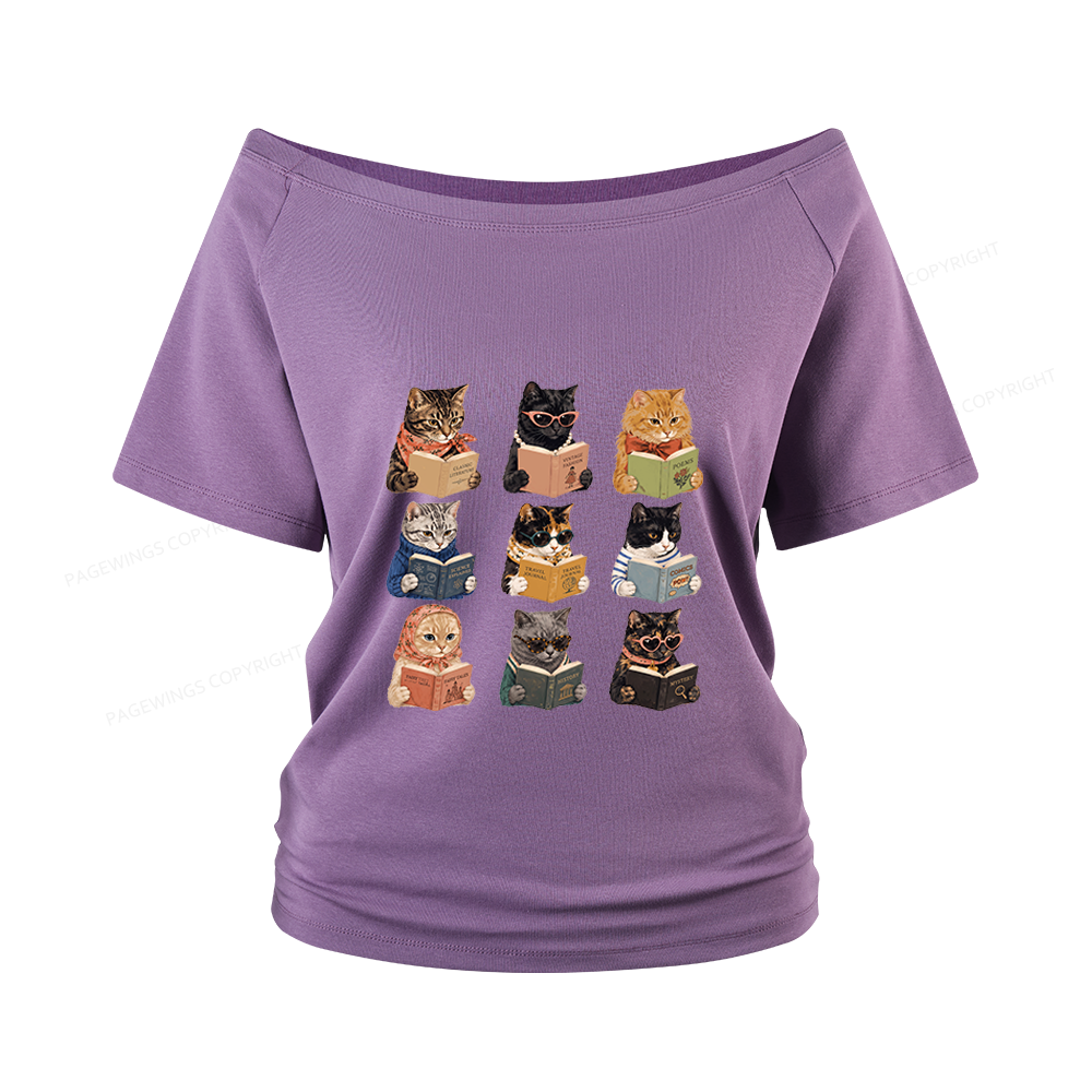 Pagewings Fashion Book Lover Women Off Shoulder T-shirts