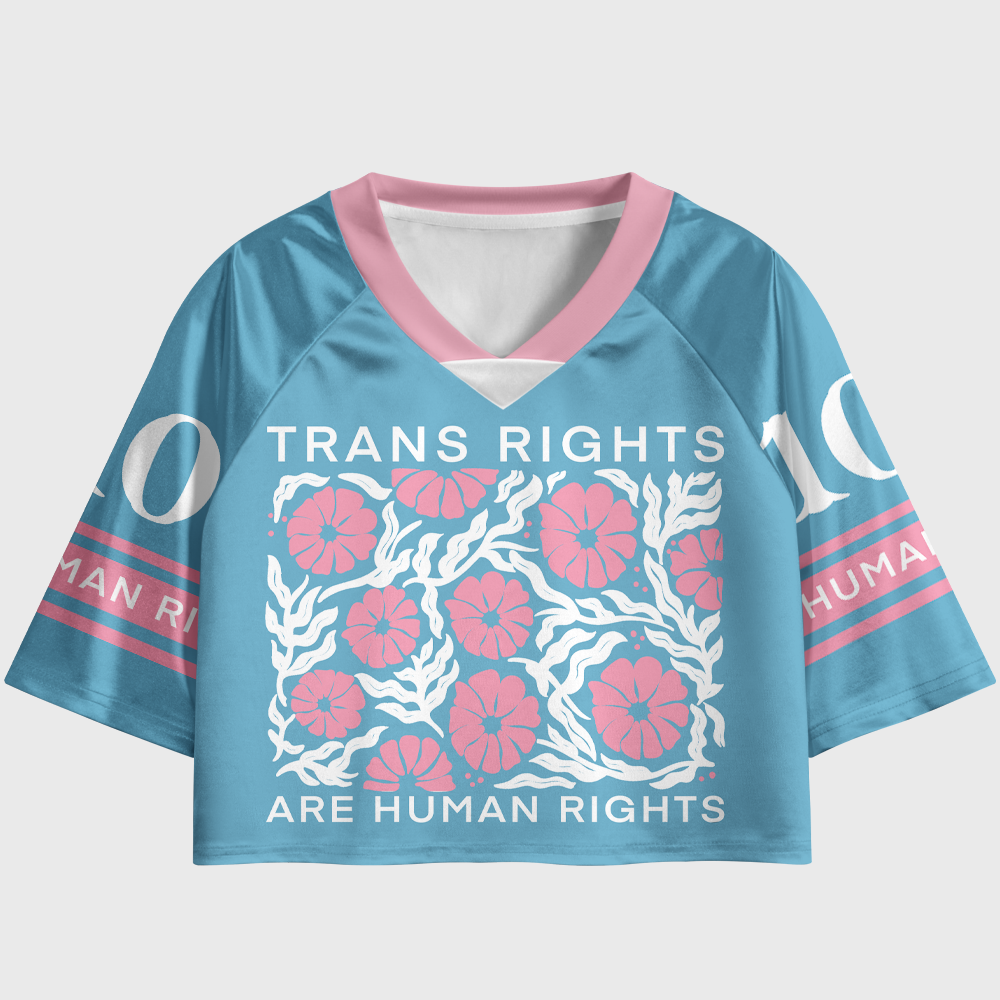 Pagewings Trans Rights Are Human Rights Women's Cropped Jersey