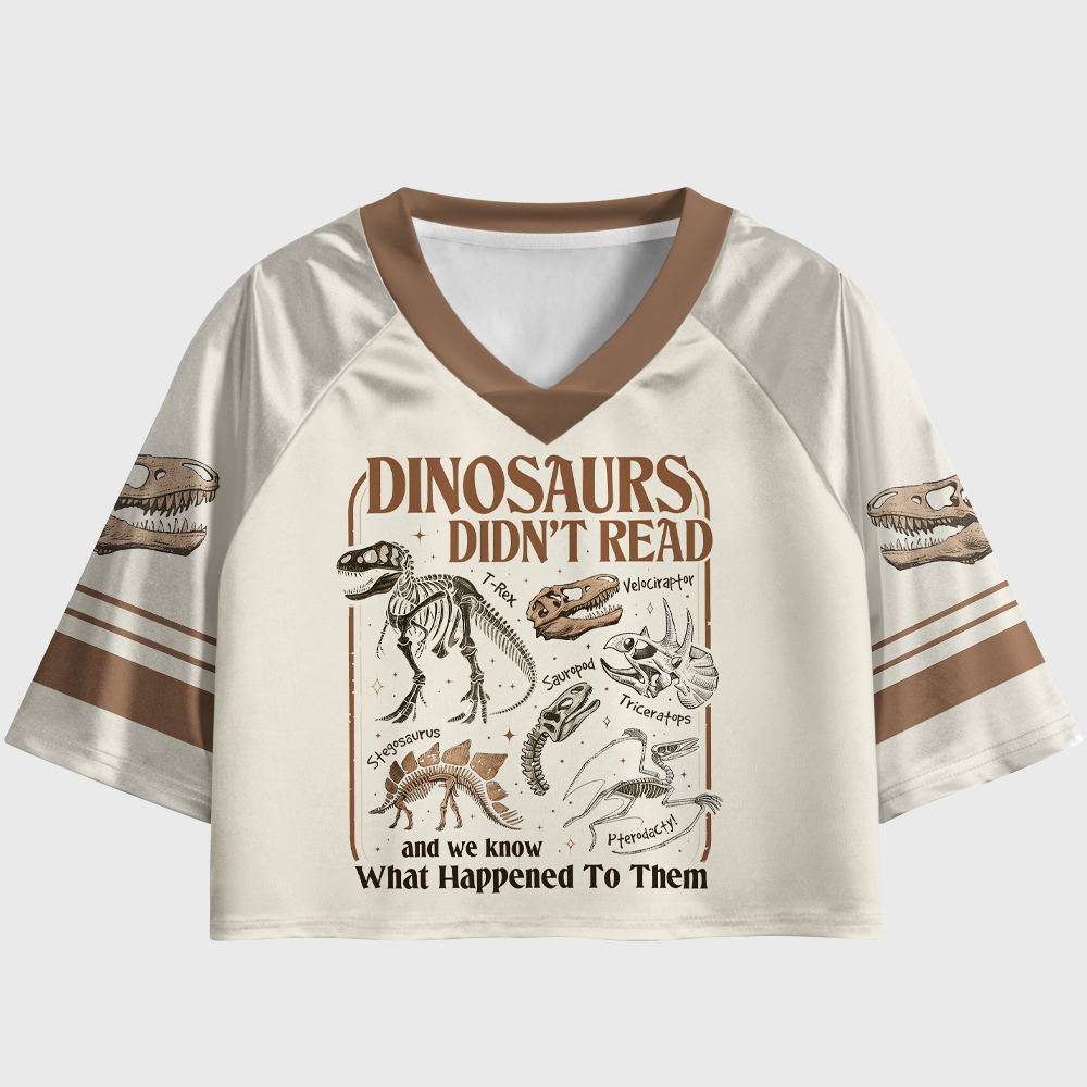 Pagewings Dinosaurs Didn't Read Women's Cropped Jersey