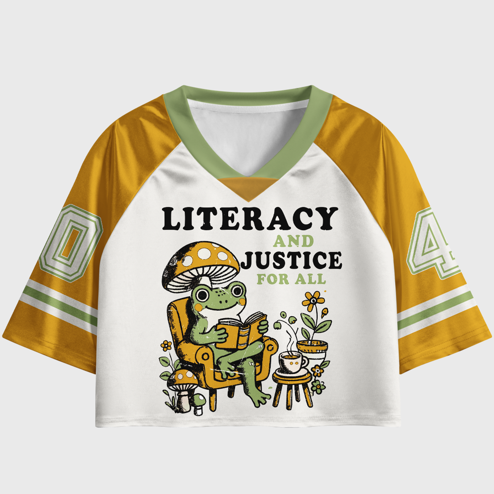 Pagewings Literacy And Justice For All Women's Cropped Jersey