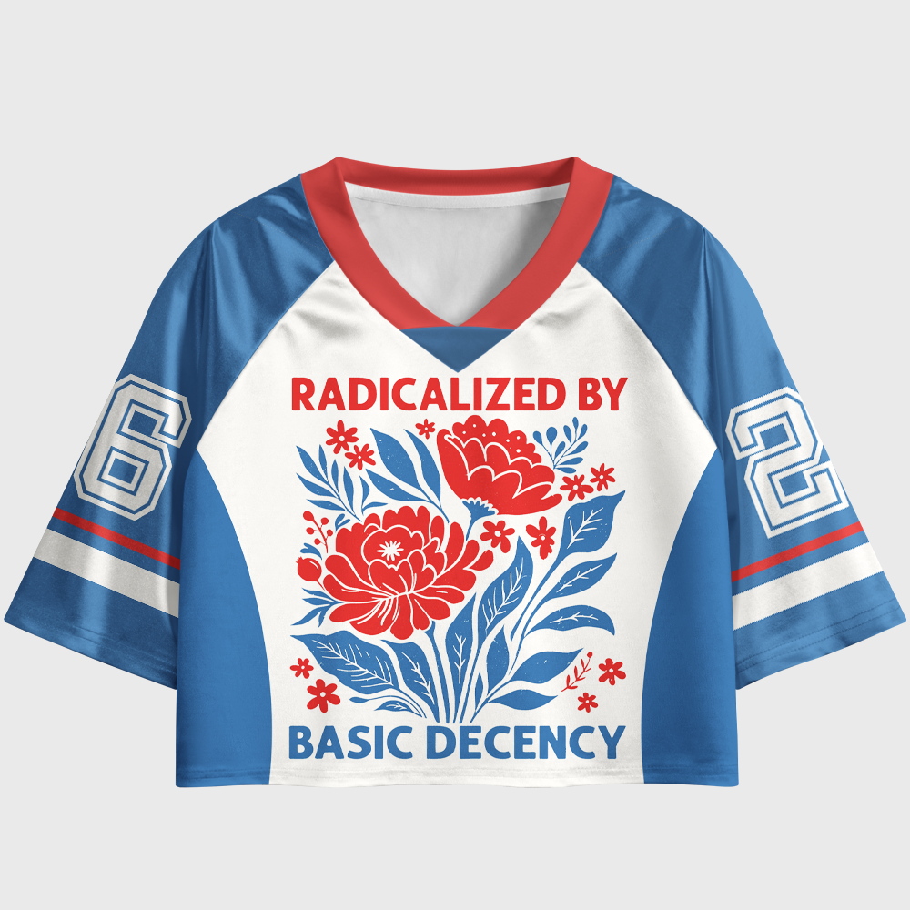 Pagewings Radicalized by Basic Decency Women's Cropped Jersey