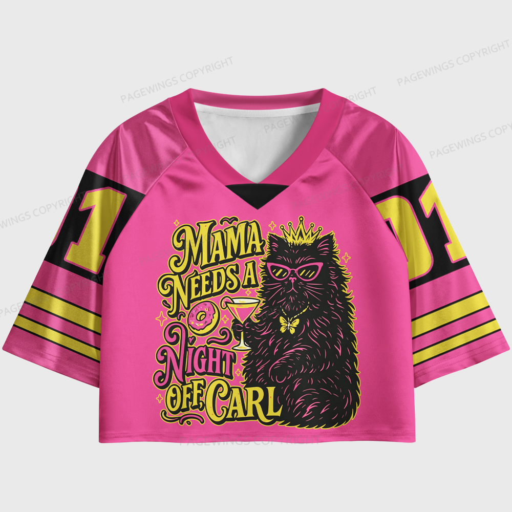 Pagewings Mama Needs A Night Off Women's Cropped Jersey