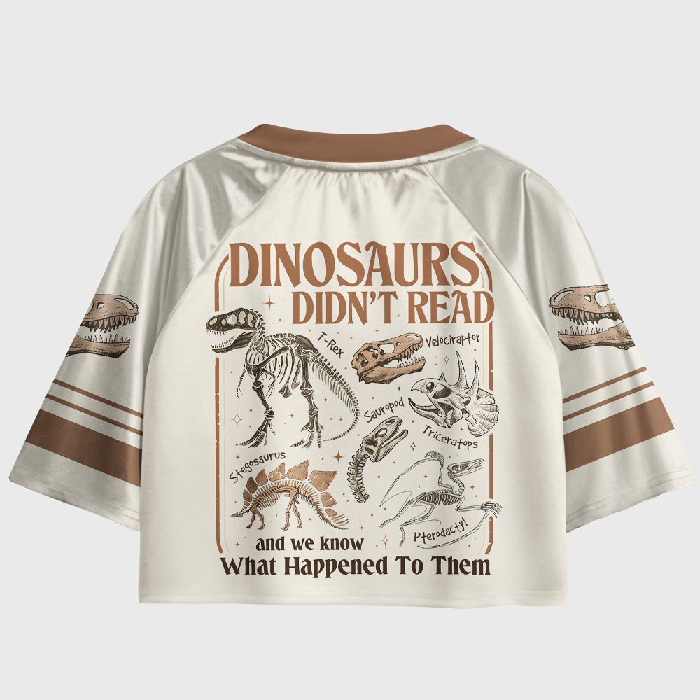 Pagewings Dinosaurs Didn't Read Women's Cropped Jersey