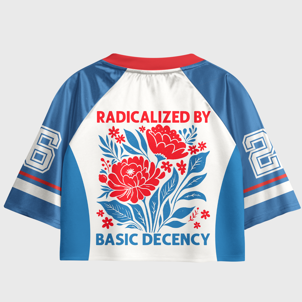 Pagewings Radicalized by Basic Decency Women's Cropped Jersey