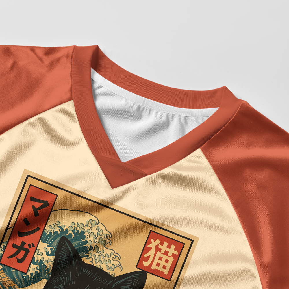 Pagewings Manga Cat  Women's Cropped Jersey