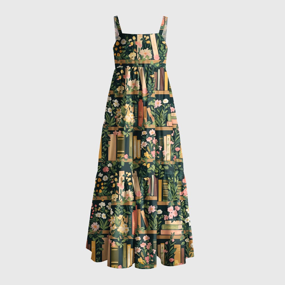 Pagewings Square Neck Secret Library Maxi Dress