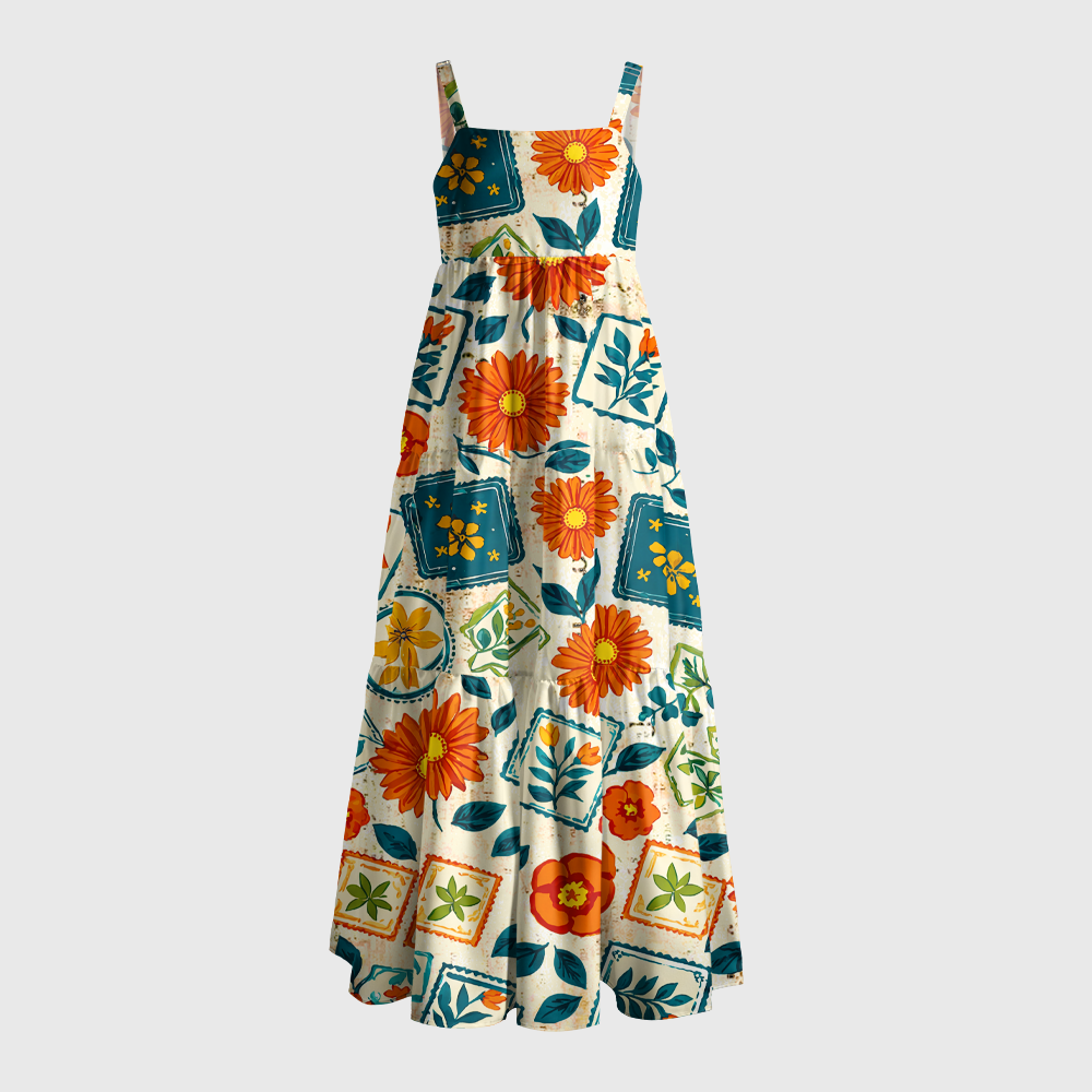 Pagewings Retro Sunflower Maxi Dress