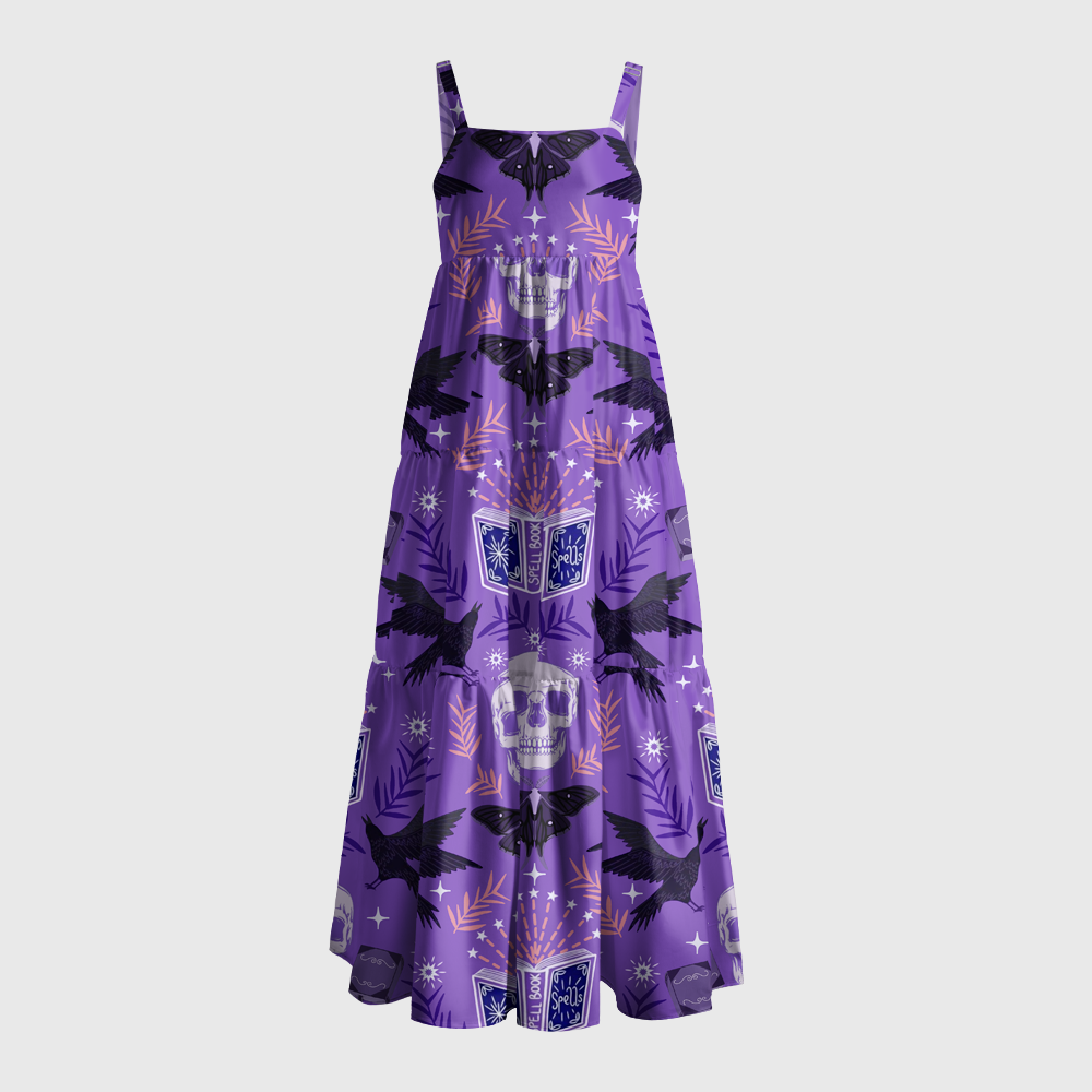 Pagewings Square Neck  Books Fantasy Reader Maxi Dress