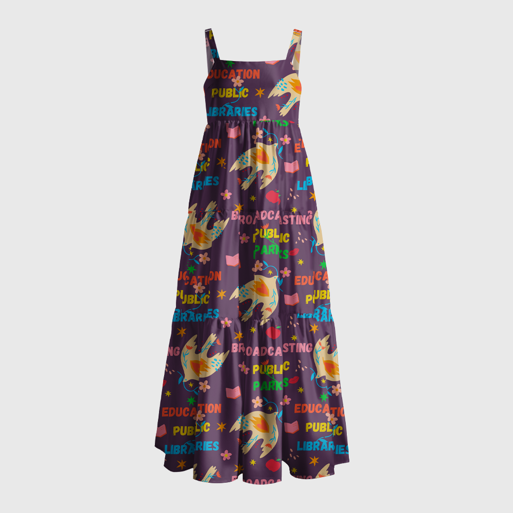 Pagewings Square Neck Public Libraries Maxi Dress