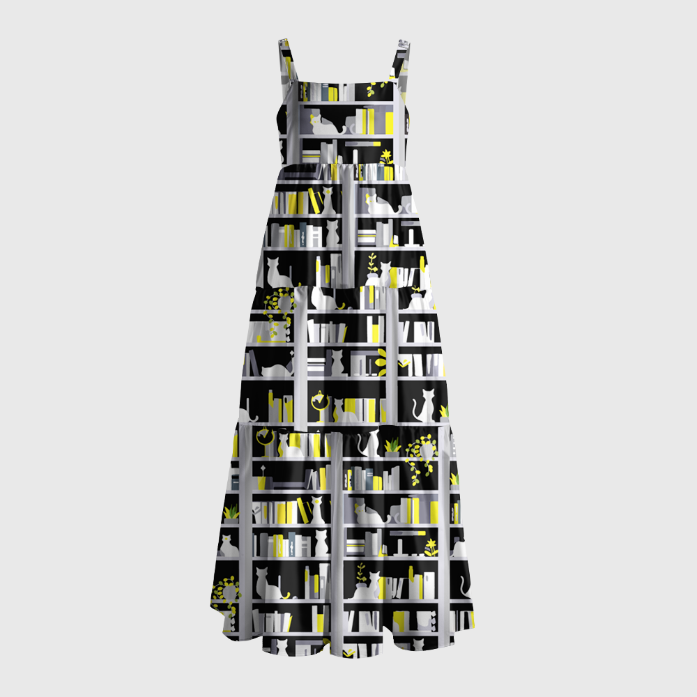 Pagewings Square Neck Cat Lover Maxi Dress