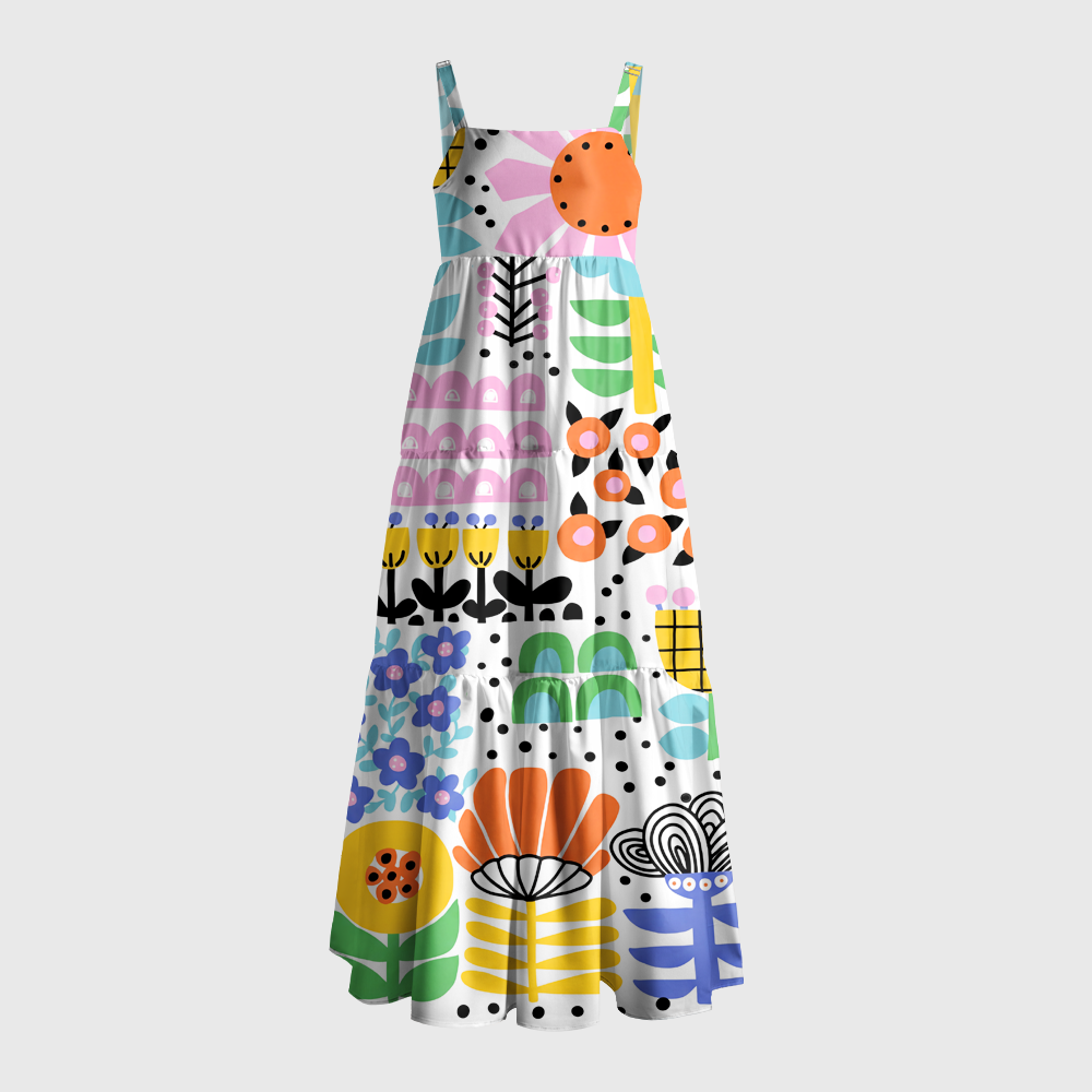 Pagewings Square Neck Blooms Maxi Dress