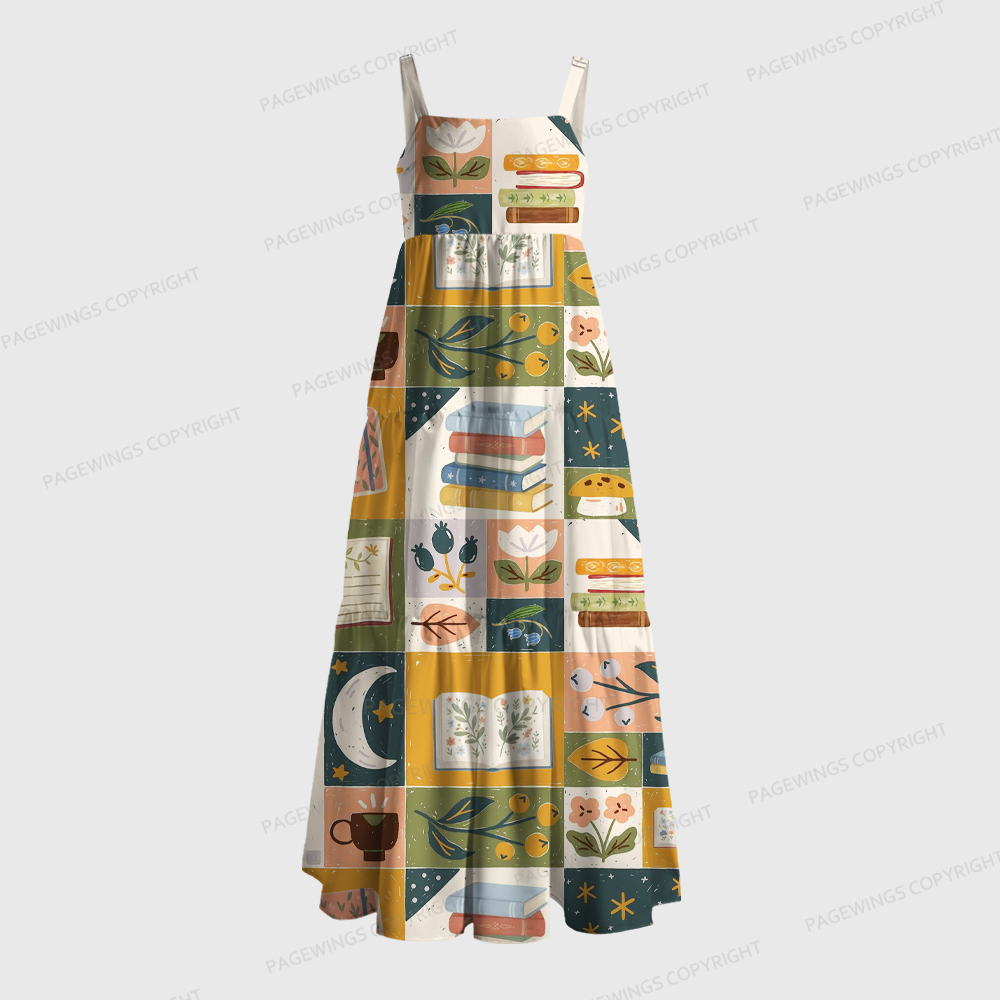 Pagewings Square Neck Plant Floral Maxi Dress