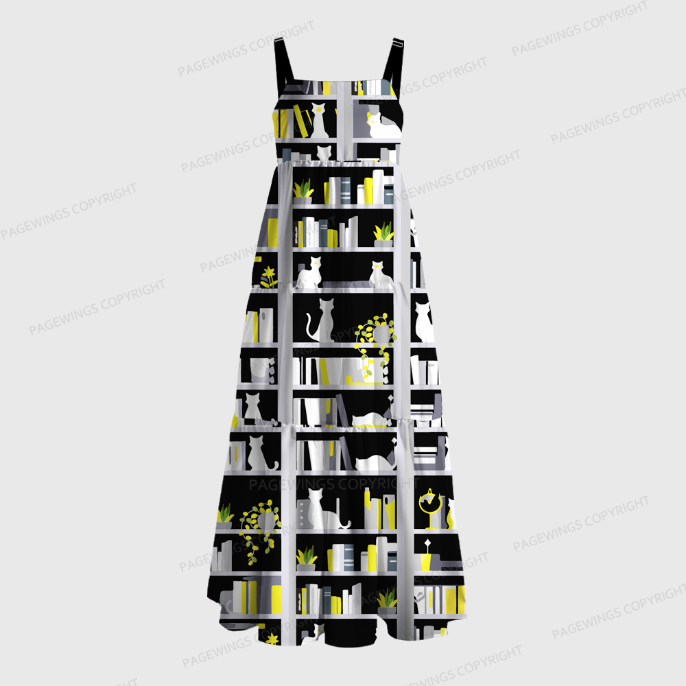 Pagewings Square Neck Cat Lover Maxi Dress