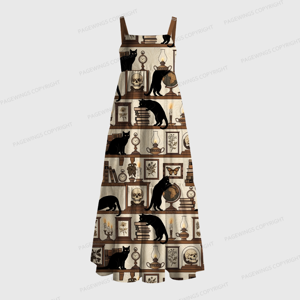 Pagewings Square Neck Cat Lover Maxi Dress