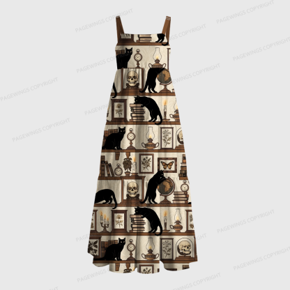 Pagewings Square Neck Cat Lover Maxi Dress