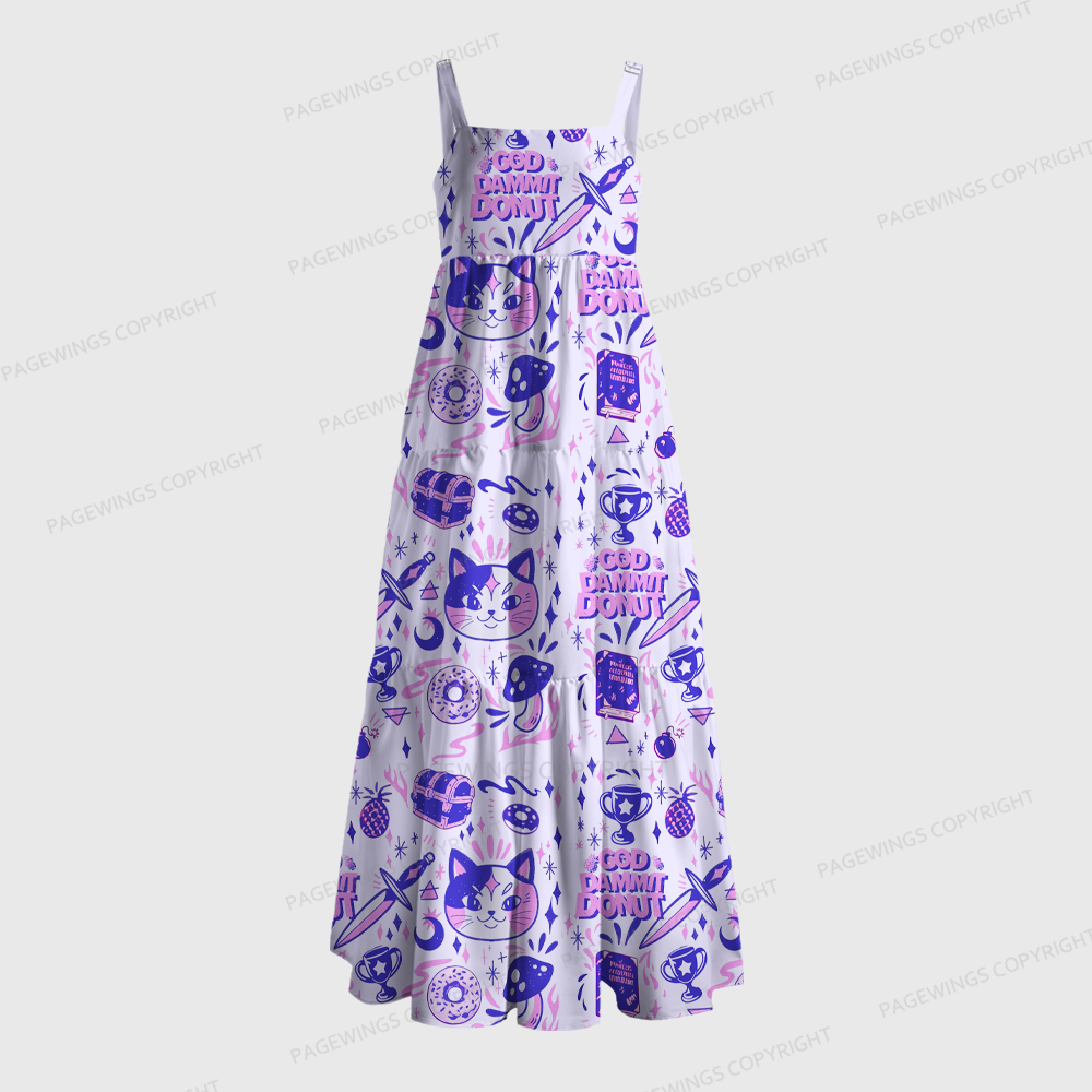 Pagewings Square Neck Cat Lover Maxi Dress