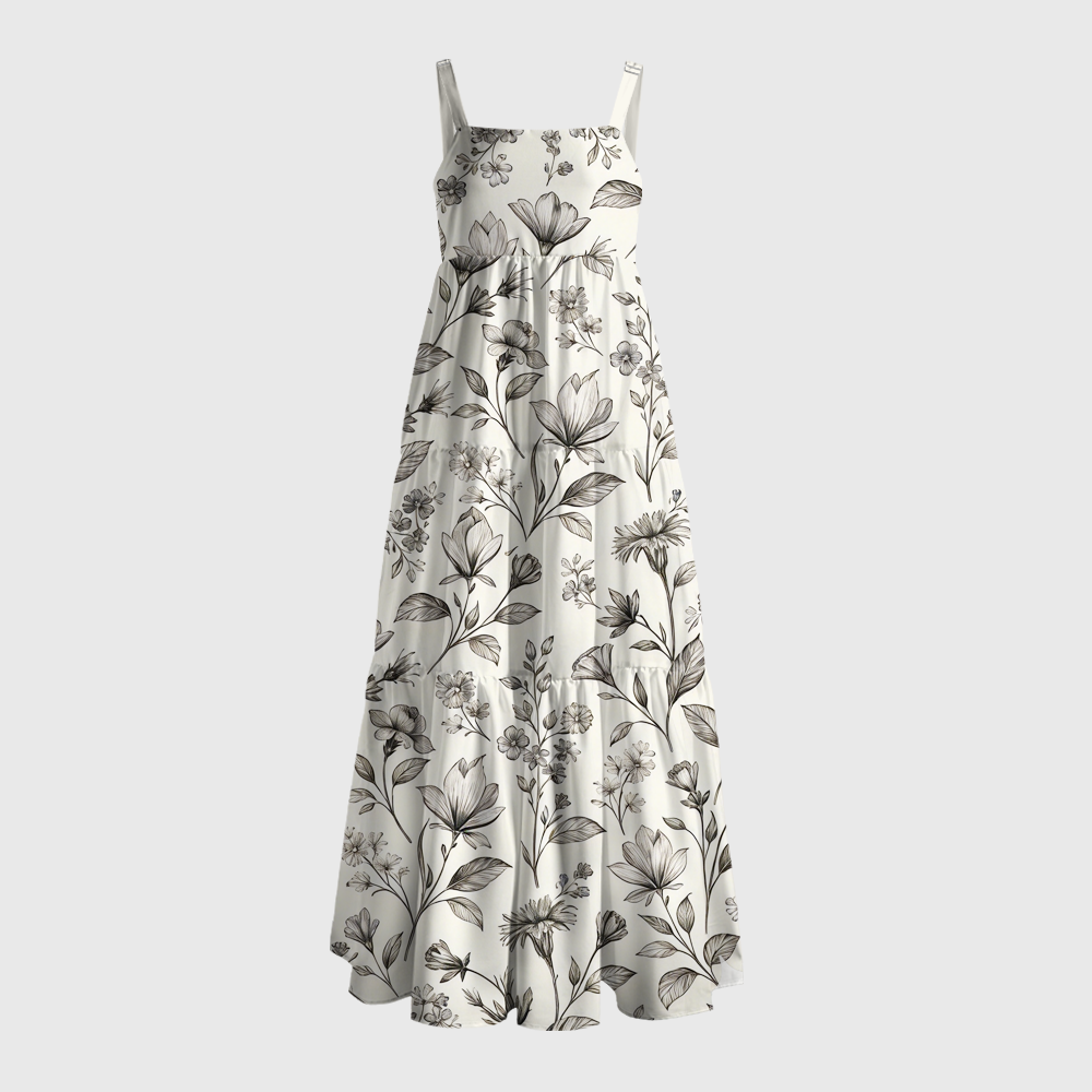 Pagewings Floral Square Neck Bookish Maxi Dress